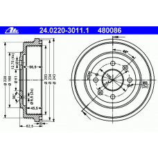 24.0220-3011.1 ATE Тормозной барабан