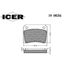 180036 ICER Комплект тормозных колодок, дисковый тормоз