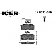 180531-700 ICER Комплект тормозных колодок, дисковый тормоз