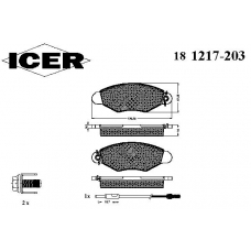 181217-203 ICER Комплект тормозных колодок, дисковый тормоз