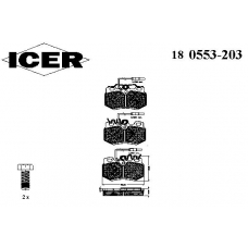 180553-203 ICER Комплект тормозных колодок, дисковый тормоз