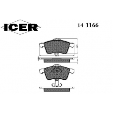 141166 ICER Комплект тормозных колодок, дисковый тормоз