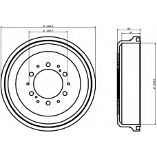 8DT 355 301-491 HELLA Тормозной барабан