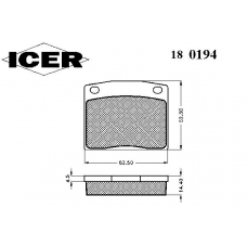 180194 ICER Комплект тормозных колодок, дисковый тормоз