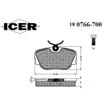 180766-700 ICER Комплект тормозных колодок, дисковый тормоз