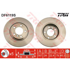 DF6119S TRW Тормозной диск