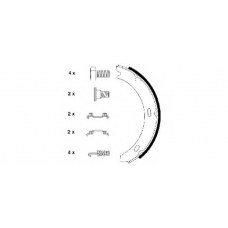 8DA 355 050-341 HELLA Комплект тормозных колодок, стояночная тормозная с