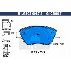 B1.G102-0987.2 GALFER Комплект тормозных колодок, дисковый тормоз