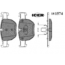 181574 ICER Комплект тормозных колодок, дисковый тормоз