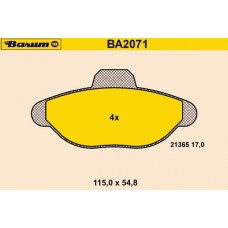 BA2071 BARUM Комплект тормозных колодок, дисковый тормоз