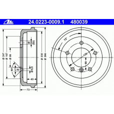24.0223-0009.1 ATE Тормозной барабан