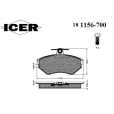 181156-700 ICER Комплект тормозных колодок, дисковый тормоз