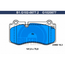 B1.G102-0877.2 GALFER Комплект тормозных колодок, дисковый тормоз