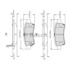 F 03B 150 153 BOSCH Комплект тормозных колодок, дисковый тормоз