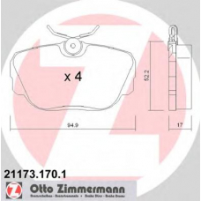 21173.170.1 ZIMMERMANN Комплект тормозных колодок, дисковый тормоз