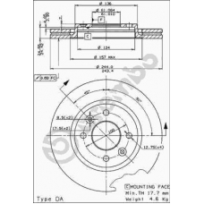 09.4930.14 BREMBO Тормозной диск