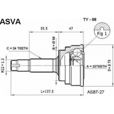 TY-68 ASVA Шарнирный комплект, приводной вал