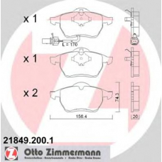 21849.200.1 ZIMMERMANN Комплект тормозных колодок, дисковый тормоз