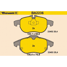 BA2236 BARUM Комплект тормозных колодок, дисковый тормоз
