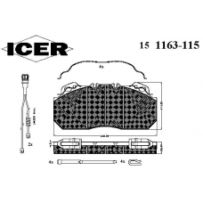 151163-115 ICER Комплект тормозных колодок, дисковый тормоз