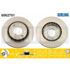 6062701 GIRLING Тормозной диск