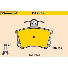 BA2052 BARUM Комплект тормозных колодок, дисковый тормоз