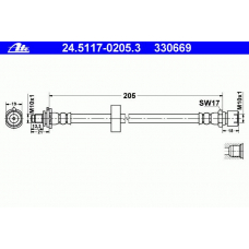 24.5117-0205.3 ATE Тормозной шланг