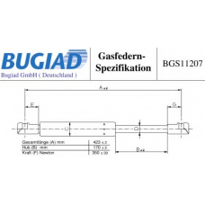 BGS11207 BUGIAD Газовая пружина, крышка багажник