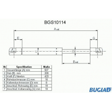 BGS10114 BUGIAD Газовая пружина, крышка багажник