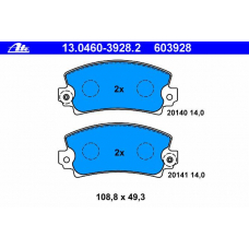13.0460-3928.2 ATE Комплект тормозных колодок, дисковый тормоз