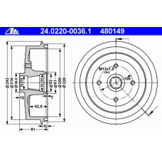 24.0220-0036.1 ATE Тормозной барабан