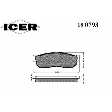180793 ICER Комплект тормозных колодок, дисковый тормоз