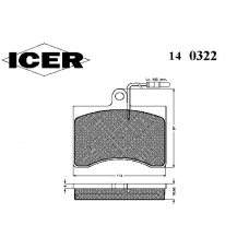 140322 ICER Комплект тормозных колодок, дисковый тормоз