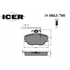 180863-700 ICER Комплект тормозных колодок, дисковый тормоз