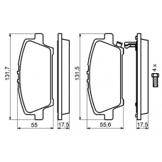 0 986 494 136 BOSCH Комплект тормозных колодок, дисковый тормоз