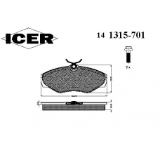 141315-701 ICER Комплект тормозных колодок, дисковый тормоз
