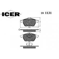 181131 ICER Комплект тормозных колодок, дисковый тормоз