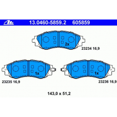 13.0460-5859.2 ATE Комплект тормозных колодок, дисковый тормоз