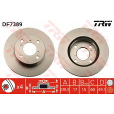 DF7389 TRW Тормозной диск