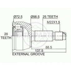 OJ-1787 InterParts Шарнирный комплект, приводной вал