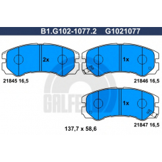 B1.G102-1077.2 GALFER Комплект тормозных колодок, дисковый тормоз