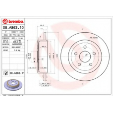 08.A863.10 BREMBO Тормозной диск