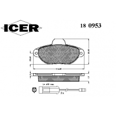 180953 ICER Комплект тормозных колодок, дисковый тормоз
