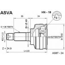 HN-18 ASVA Шарнирный комплект, приводной вал