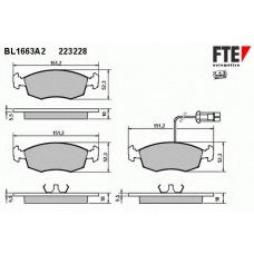 BL1663A2 FTE Комплект тормозных колодок, дисковый тормоз