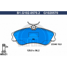 B1.G102-0570.2 GALFER Комплект тормозных колодок, дисковый тормоз