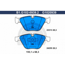 B1.G102-0939.2 GALFER Комплект тормозных колодок, дисковый тормоз