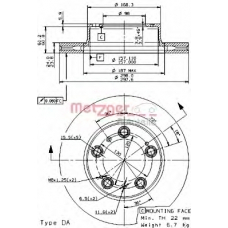 6110477 METZGER Тормозной диск