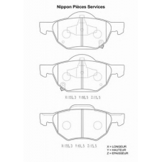 H360A07 NPS Комплект тормозных колодок, дисковый тормоз