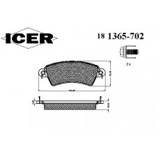 181365-702 ICER Комплект тормозных колодок, дисковый тормоз